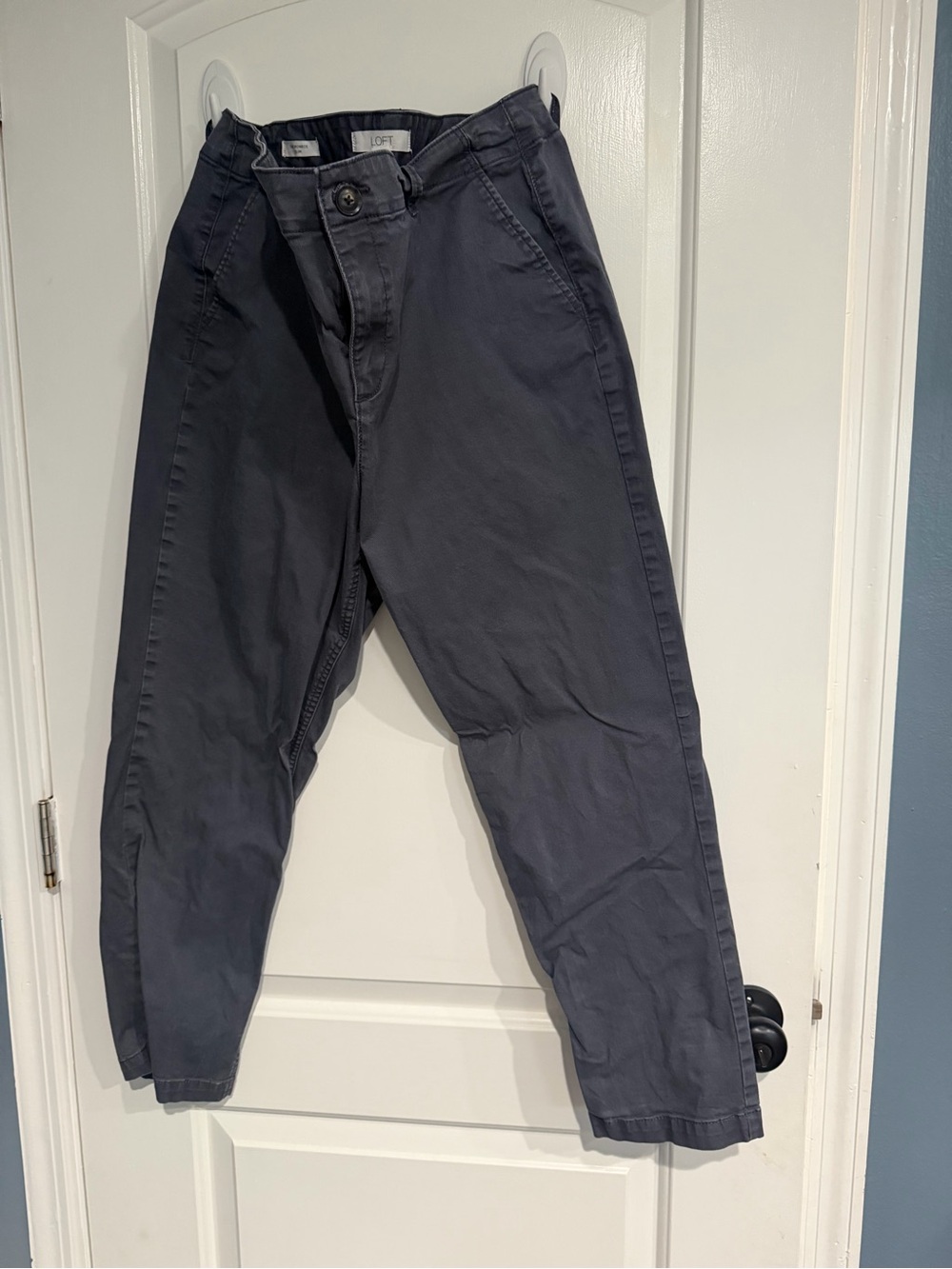 LOFT Charcoal High-Waist Tapered Pants